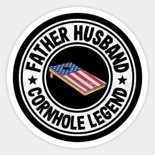 Father Husband Cornhole Legend American Flag Board Cornhole Sticker